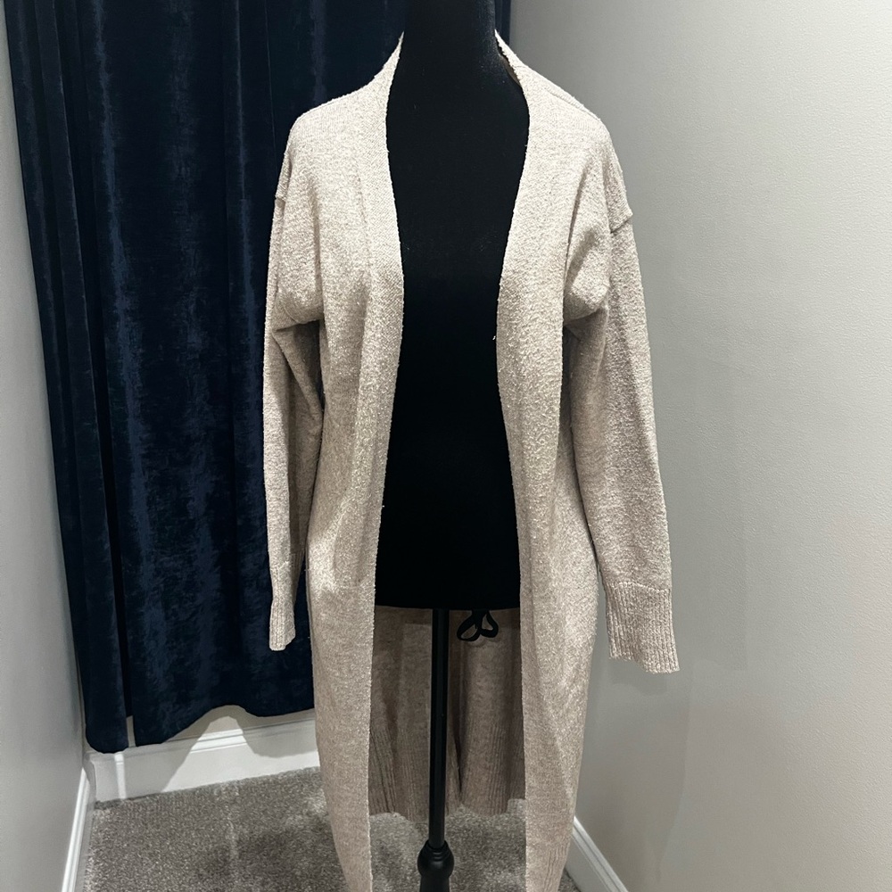 Black Tape Cream Open-Front Cardigan